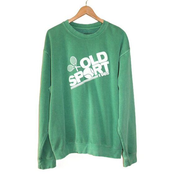 URBAN OUTFITTERS Old Sport 1985 Puff Paint Pullover Sweatshirt in Green (L/XL) - Picture 2 of 12